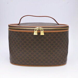 Celine Macadam Vanity Bag Brown Leather